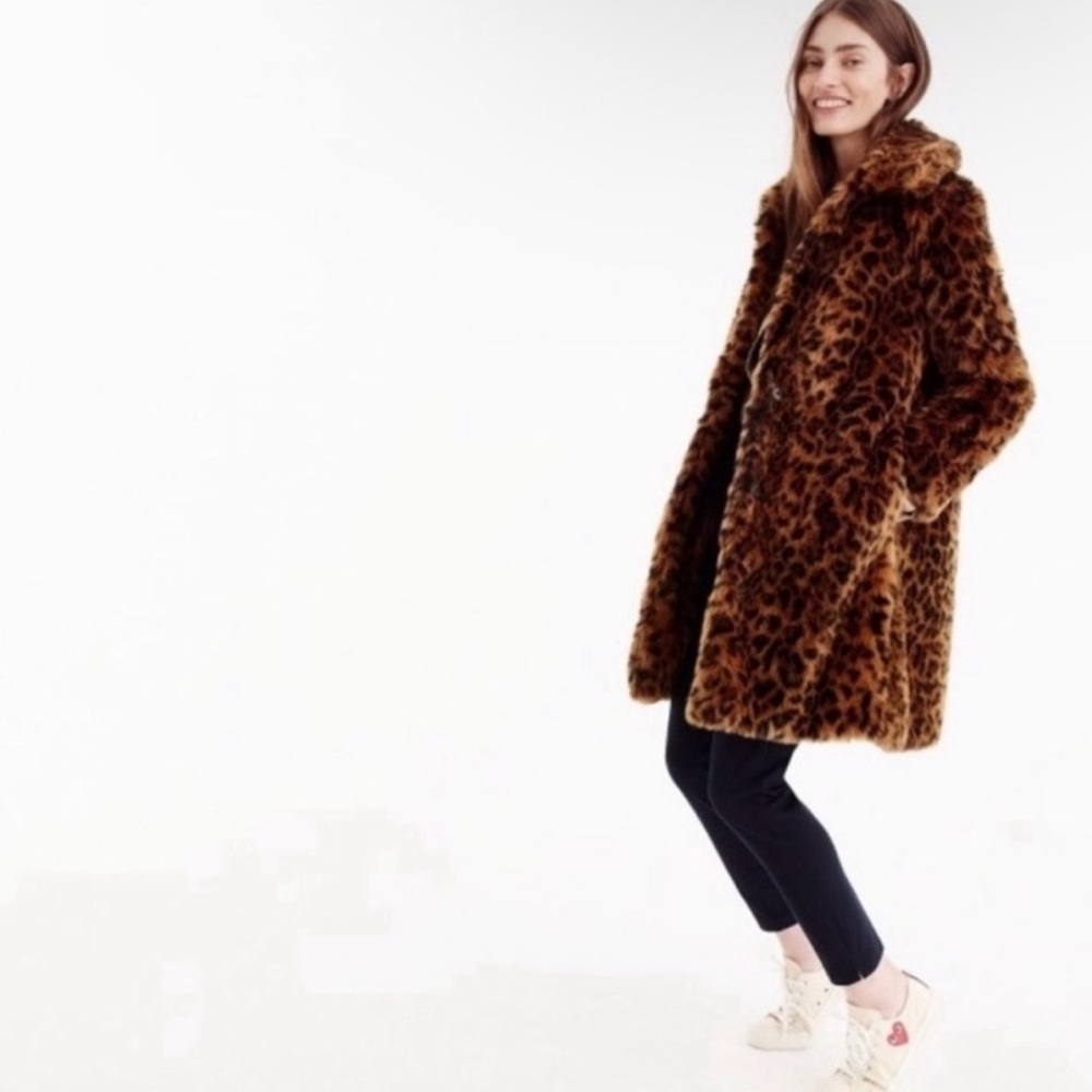 J. Crew Collection Leopard Print Faux Fur Coat FW17
